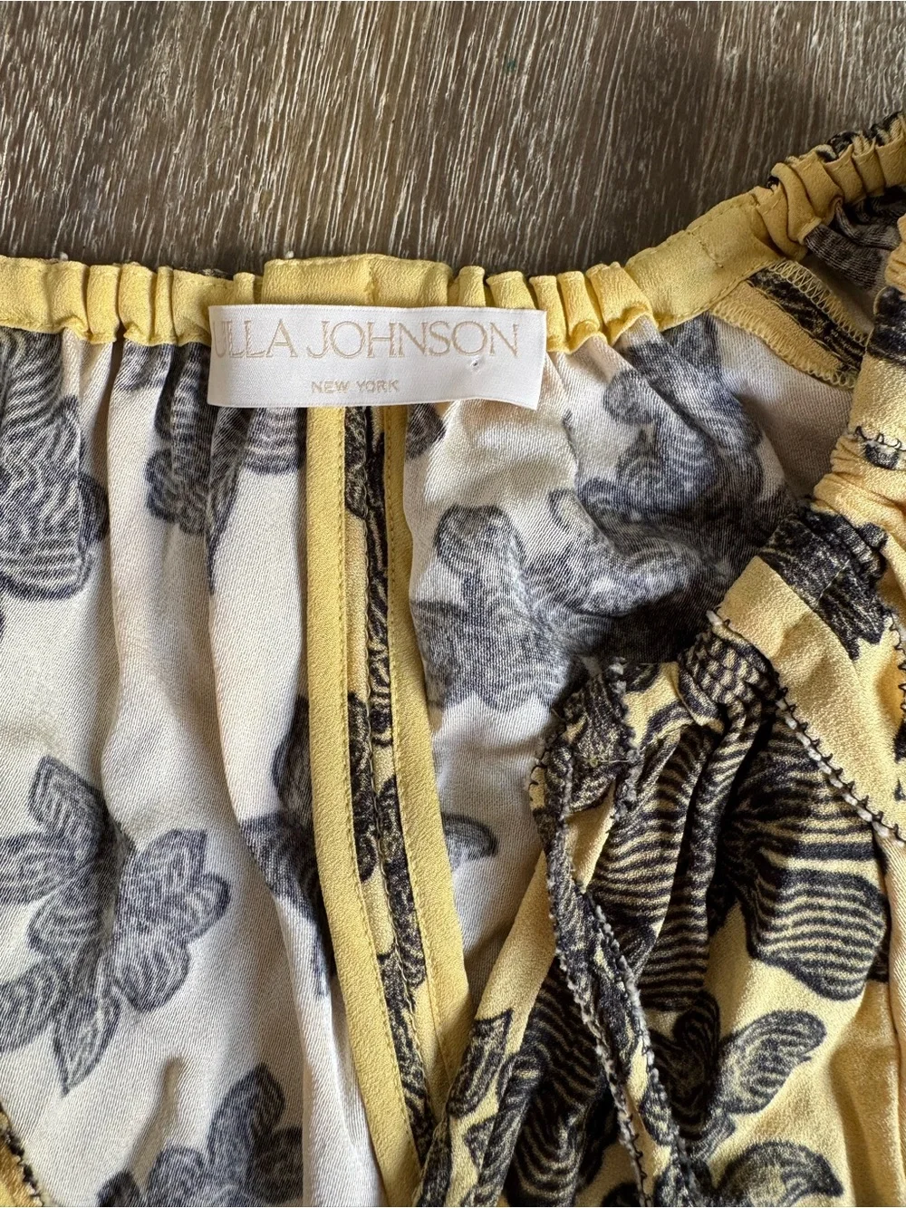 Ulla Johnson Marcelena Floral Puff Sleeve Crepe Blouse Top Solaris Yellow Size 2